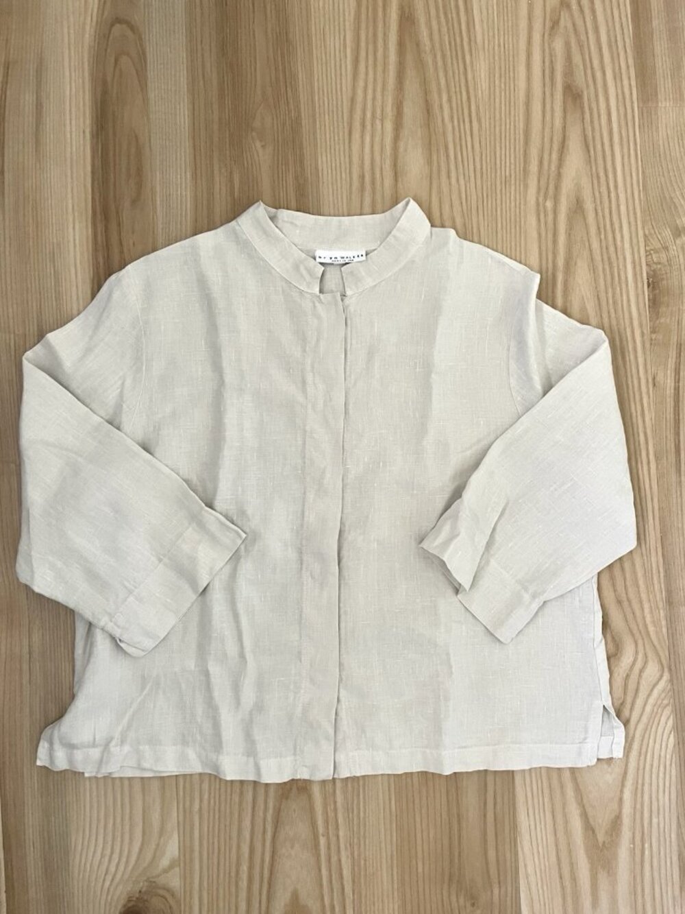 Bryn Walker 100% Linen Button Front Shirt Top Natural Minimalist size Large
